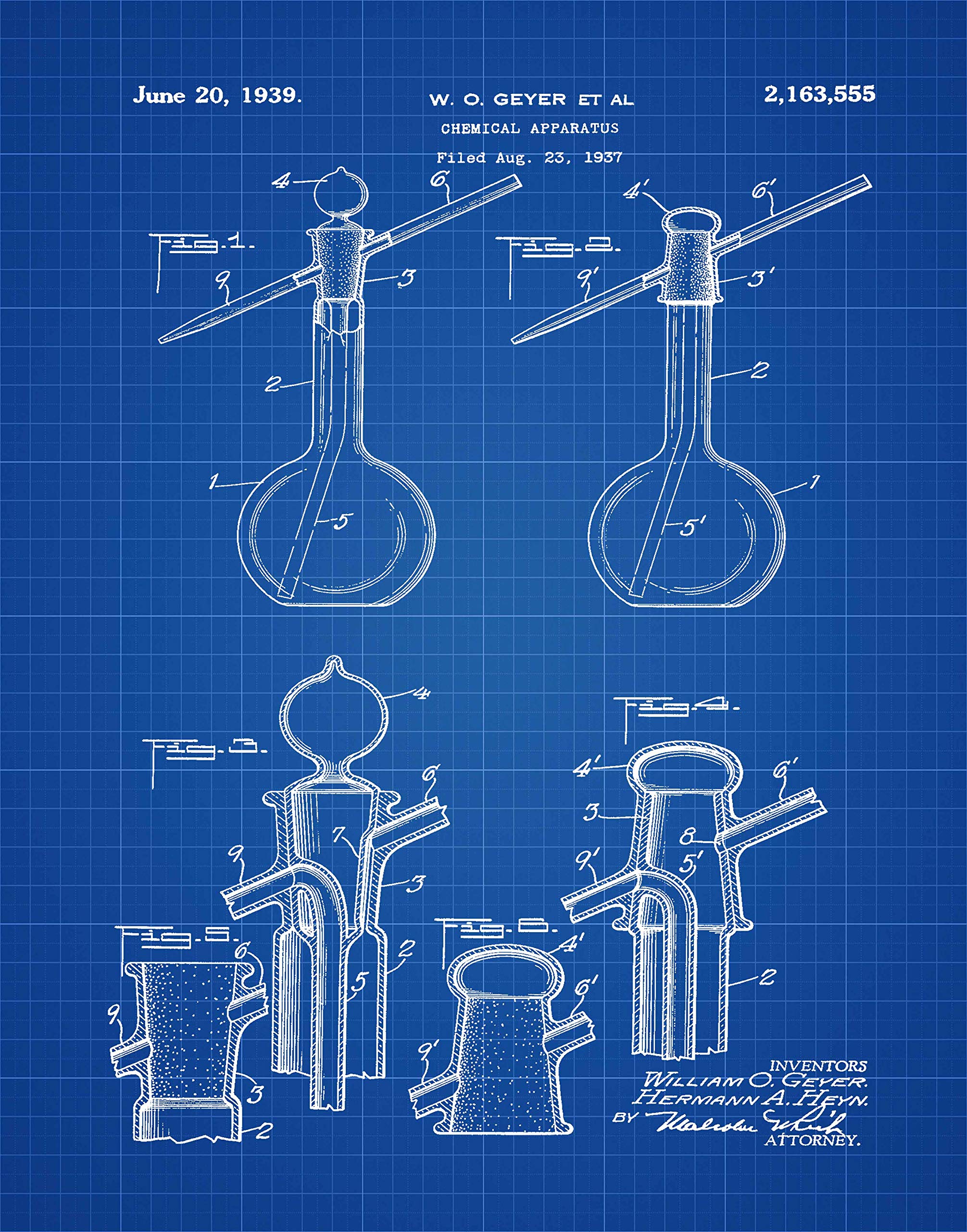 Science Posters Science Decor Laboratory Inventions Scientist Posters Scientist Prints Science Prints Scientific Inventions WB380-WB385 (21cm x 30cm, Blueprint)