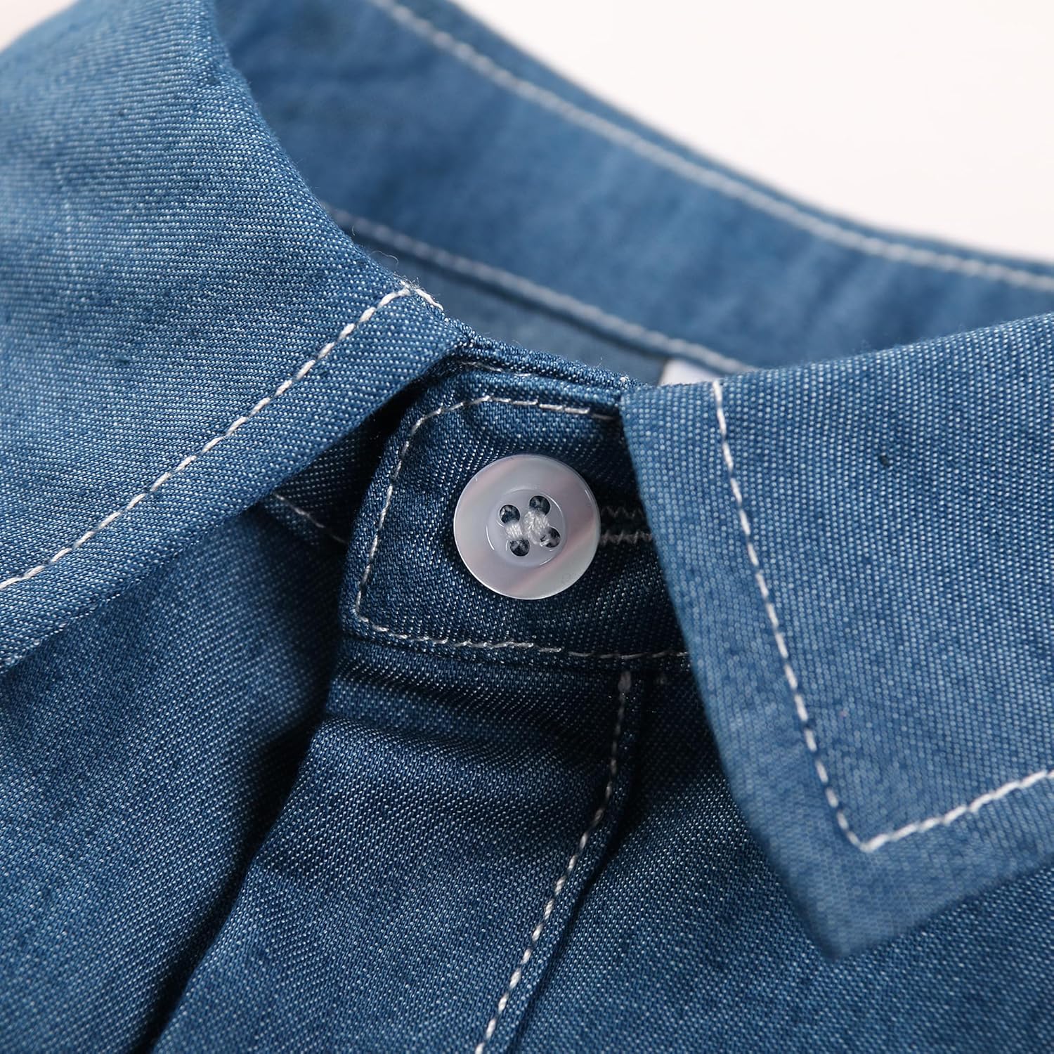 Boys Denim Button Down Shirt Long Sleeve Casual Western Cowboy Chambray Shirts Spring Fall Jean Tops with Pockets - Image 2