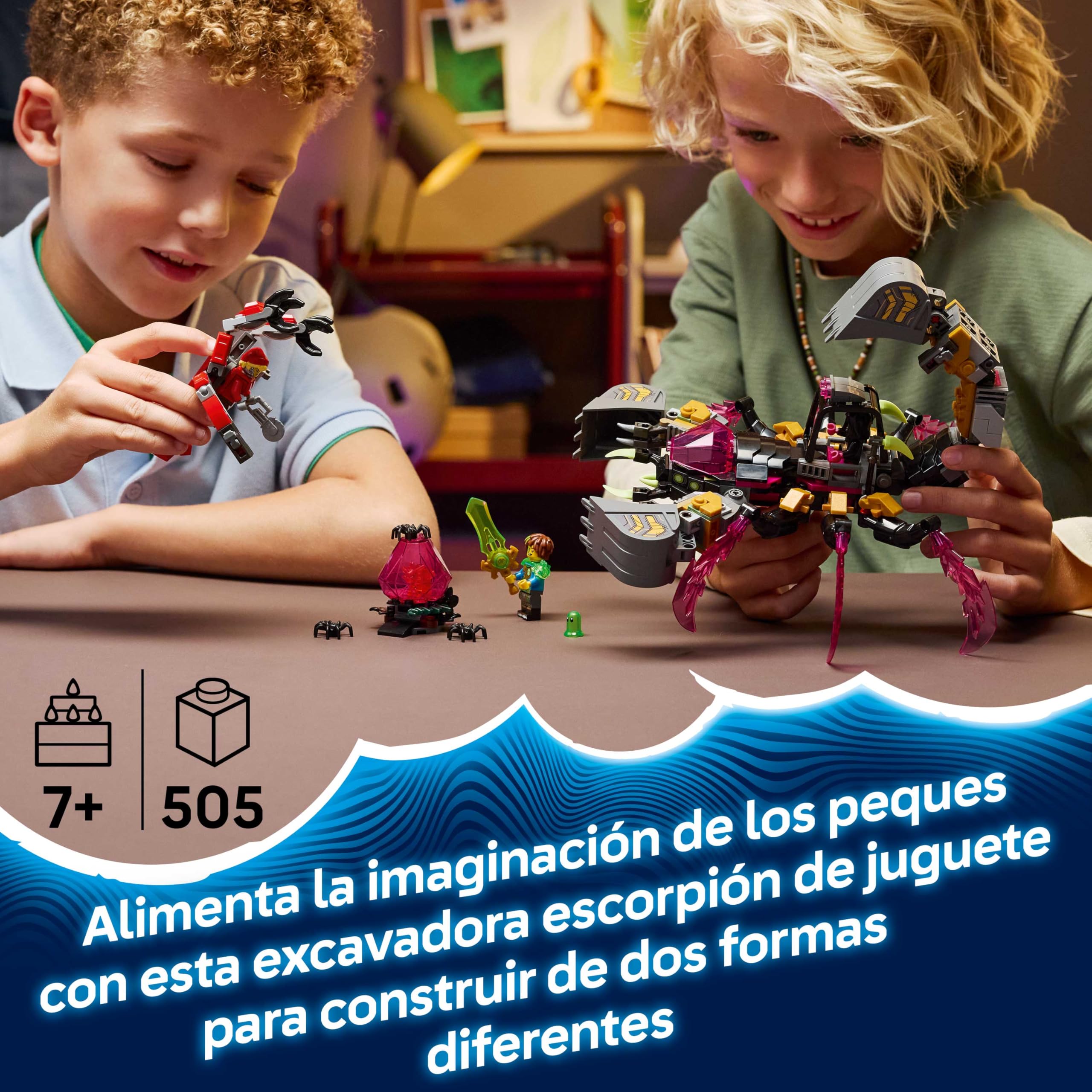 LEGO DREAMZzz 2en1 Excavadora Escorpión de Pesadilla de Juguete - Transformable en Figura de Avispa, 3 Minifiguras y Criatura del Tesoro Naranja Coleccionable - Regalo para Niños de 7+ Años - 71513