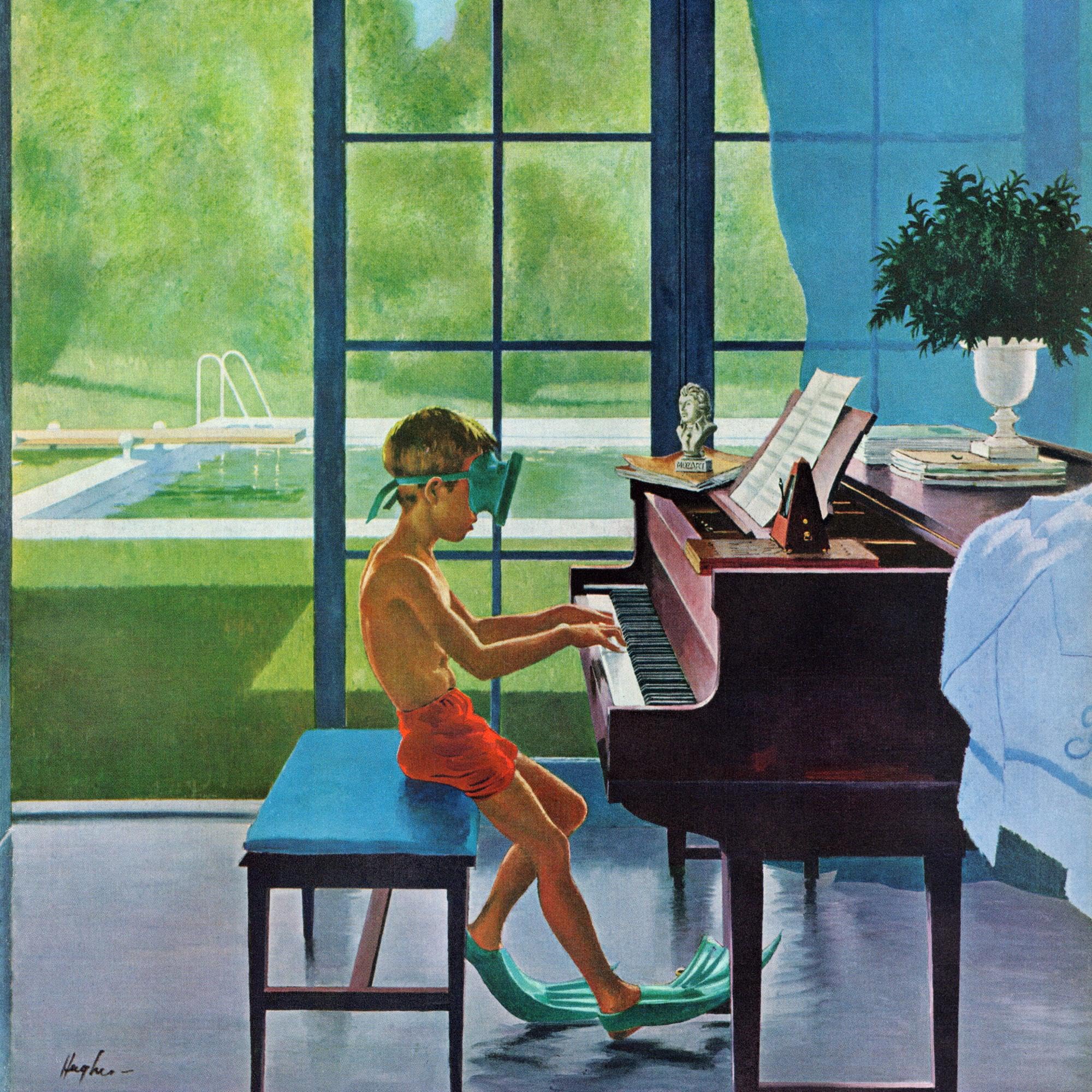 Amazon.com: ART.COM Wall Giclee Print Poolside Piano Practice