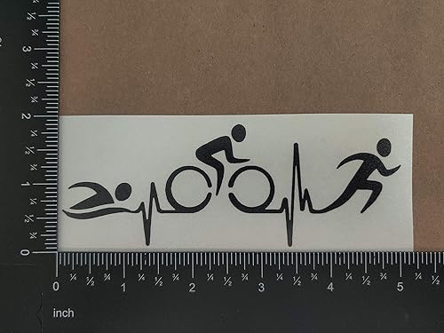 Miniatura 15 de Paquete de 4 calcomanías de triatlón: Ciclo de natación Correr, TRI, latido del corazón de triatlón (blanco, grande ~ 5 pulgadas)
