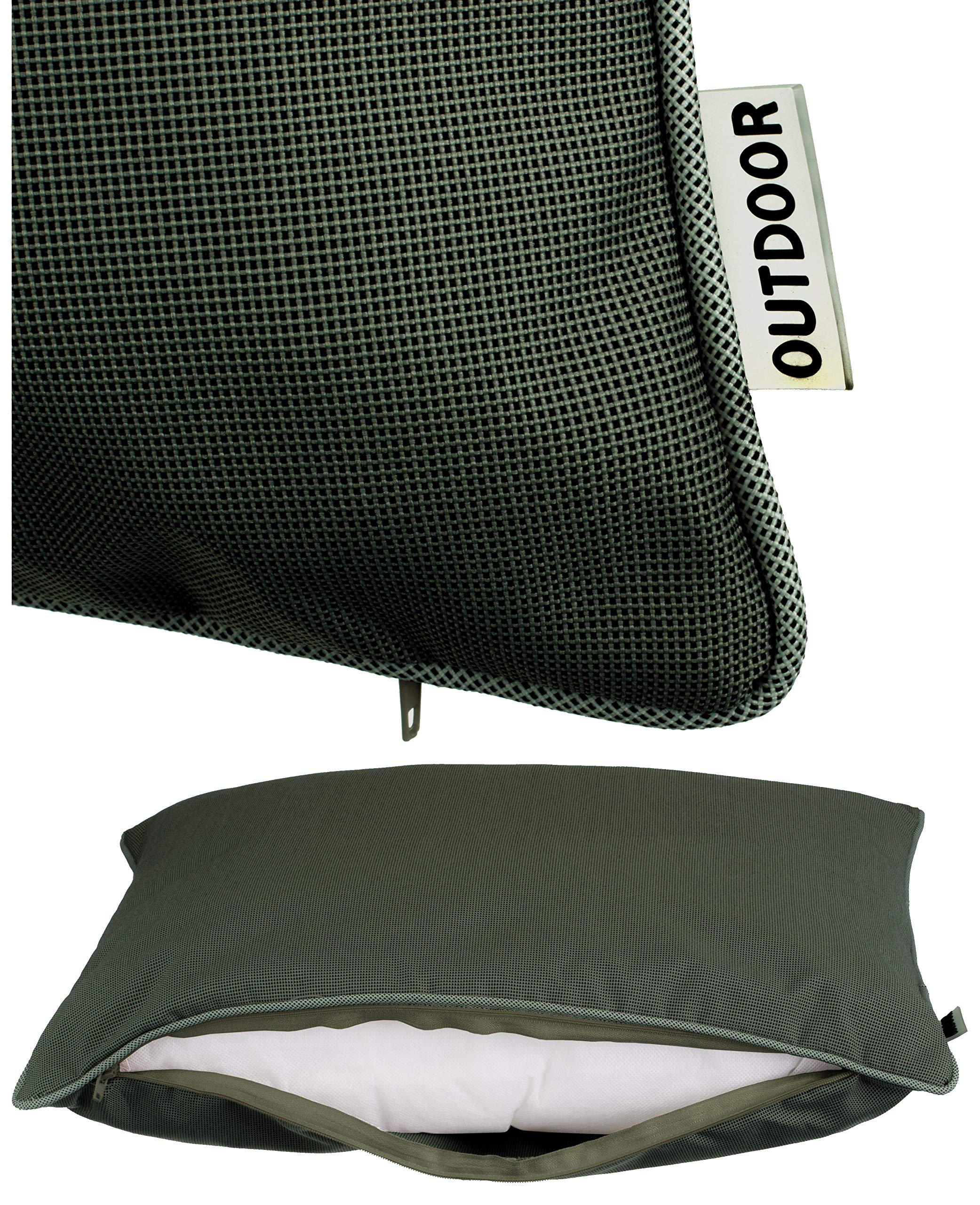Brandsseller Lot de 2 Coussin d’extérieur 45x45 cm – Coussins décoratifs imperméables avec Passepoil – Résistants aux intempéries pour Jardin, Balcon, Terrasse et Canapé - Anthracite