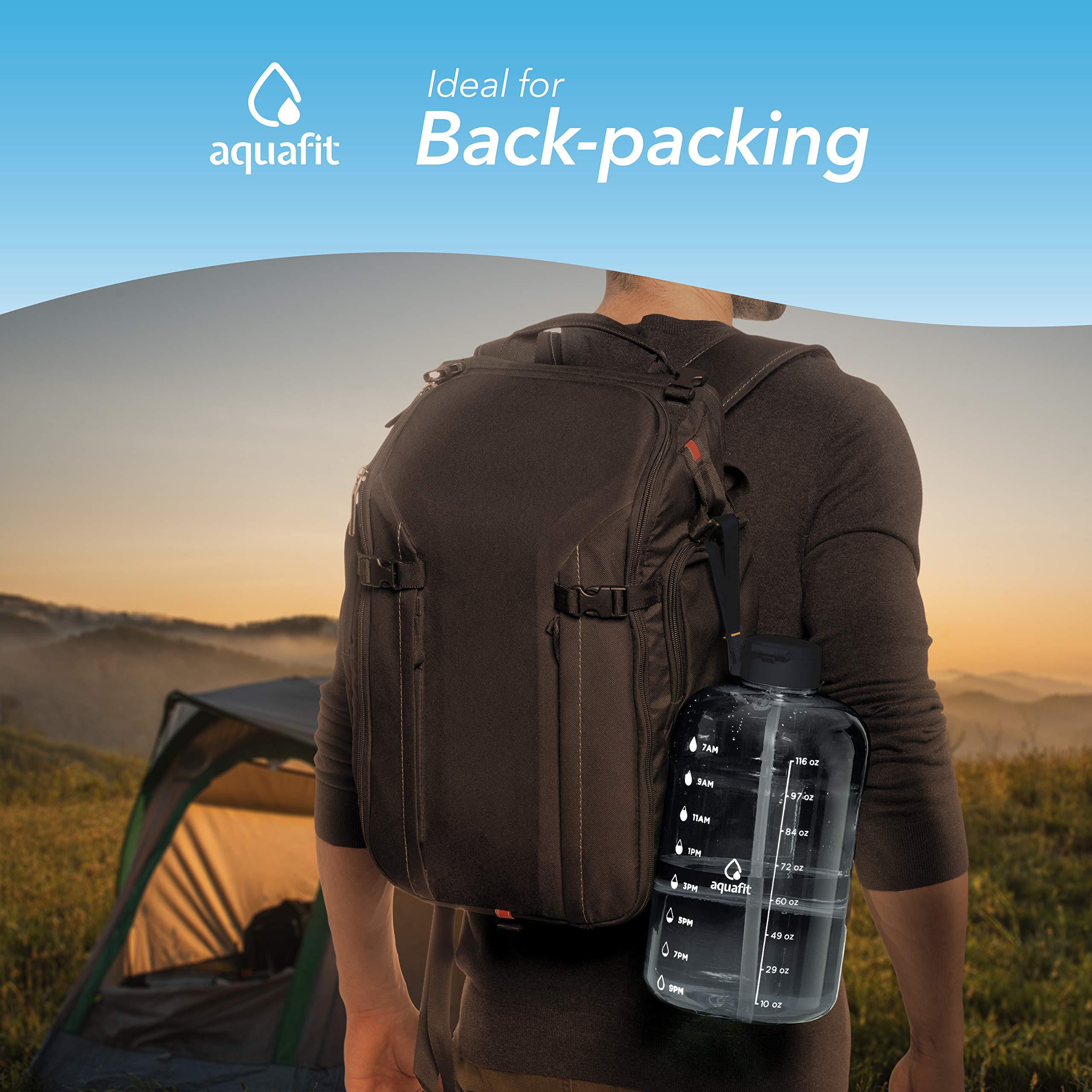 AQUAFIT 1 Gallon Water Bottle With Times To Drink 1 Gallon Water Bottle With Straw