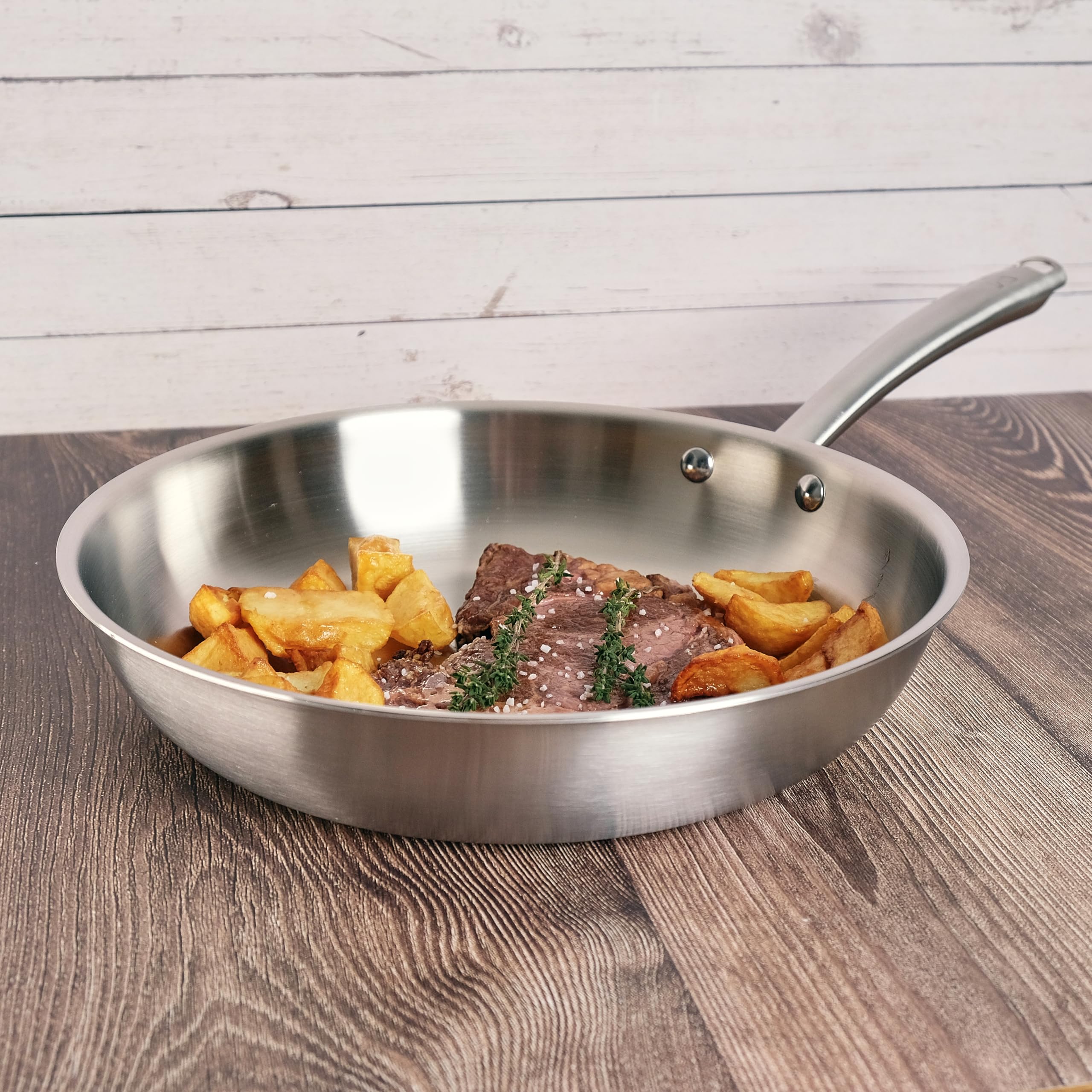 KAMBERG - Pan 24 cm van roestvrij staal 18/10 Triply - PFAS-vrij