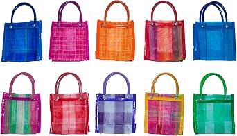 Bolsitas Mexicanas Para Dulces Mini Mercado Bags Tote Para Dulces De Cumpleanos Goodie Bags Morralitos Dulceros Colorful Mesh Party Favor Perfect Size 6 in x 6 in 10x