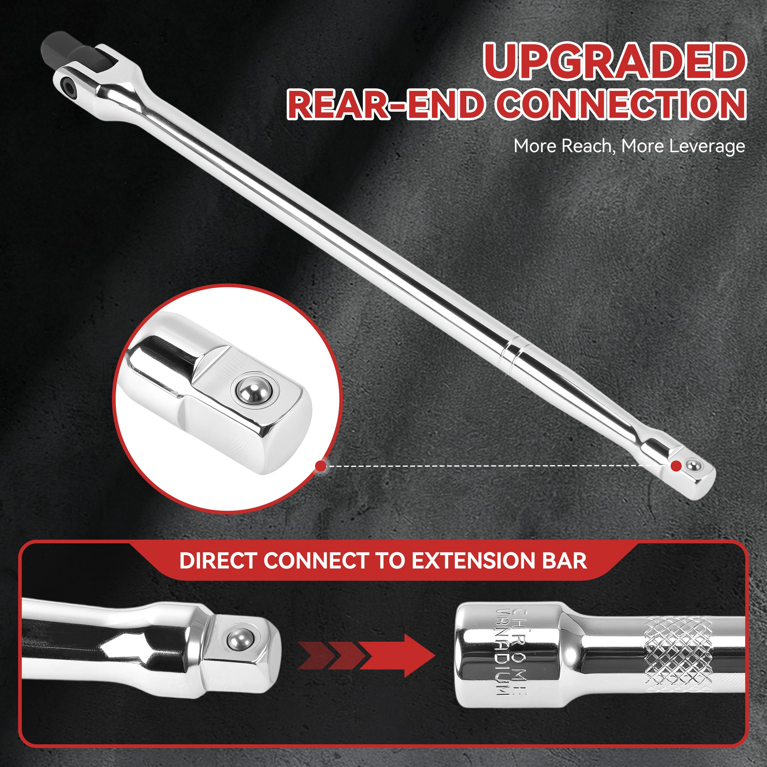 KOOPOOL Breaker Bar Set - 10 Piece Drive Set -4