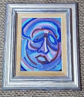 Original Signed Abstract Portrait Painting "The Scream" on Canvas by Claire Kern