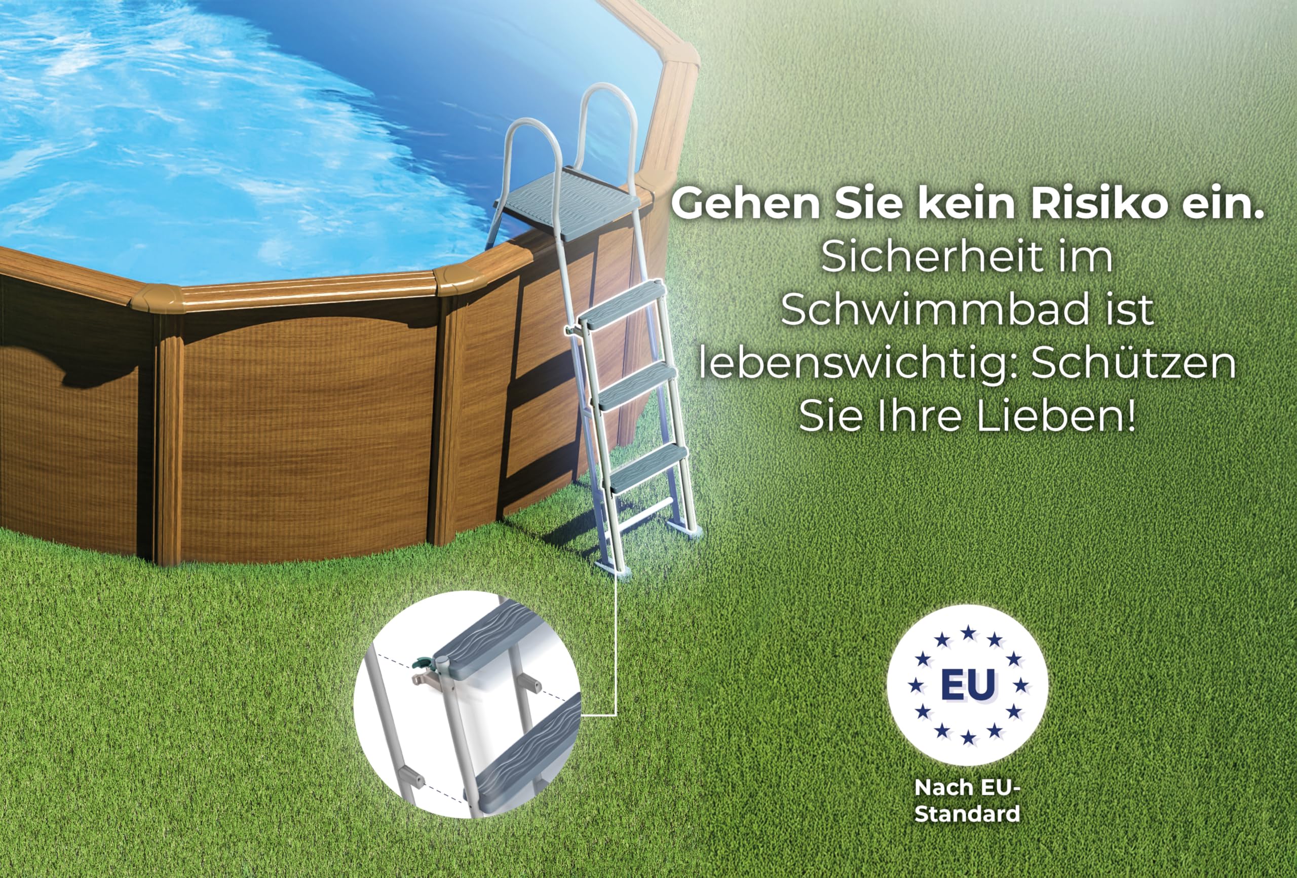 Gre Pool KIT350W Pacific - Aufstellpool aus Stahl, rund, mit Holzoptik. Abnehmbare Gartenpool. 350 x 120 cm