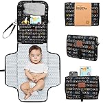 KeaBabies Portable Diaper Changing Pad - Large Waterproof Baby Changing Mat, Compact Travel Diaper Clutch, Functional Pockets Fit Newborn Essentials, Wipeable & Padded Baby Changer (Pixel)