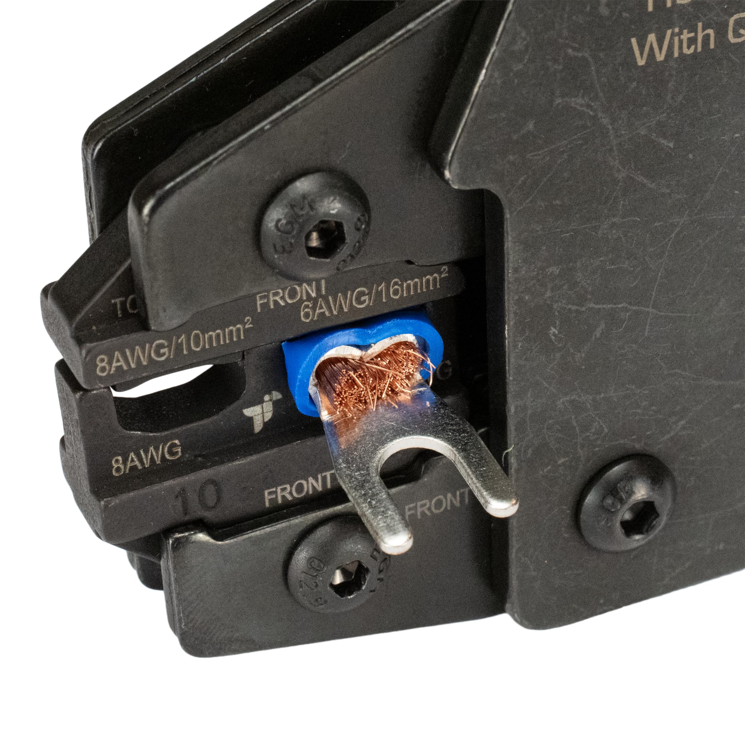 Papuga V-70 - Pinza crimpatrice per connettori elettrici isolati da 12-2 AWG (6-25 mm²), stampi intercambiabili, strumento di crimpatura per terminali a 2 mani per anelli, forcella, testa, terminali a