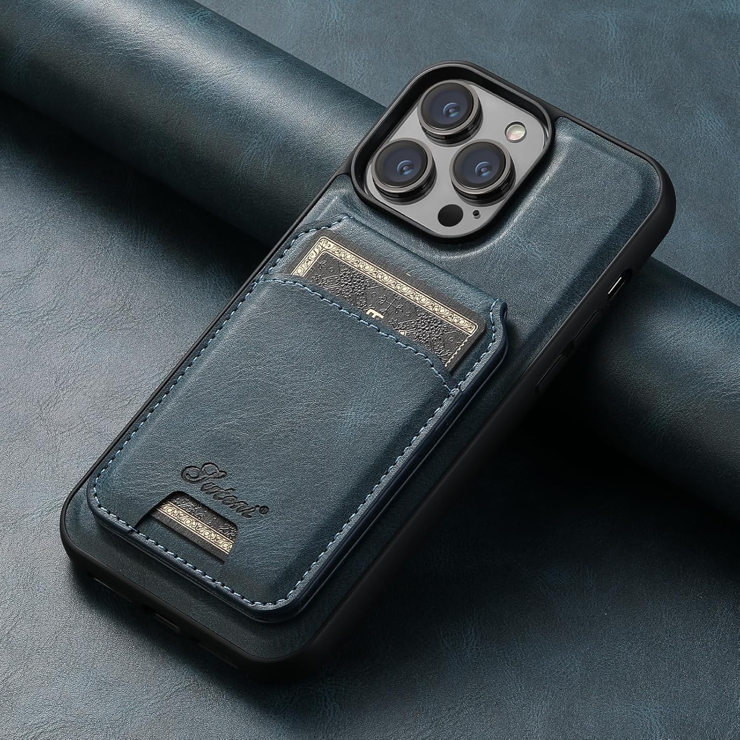 iPhone 16 Pro Max Wallet Case, Magnetic 2 in 1 Detachable Card Holder with MagSafe, Vintage Leather RFID Blocking Flip Kickstand Case for Men Women, 6.9 Inch Blue - Image 2