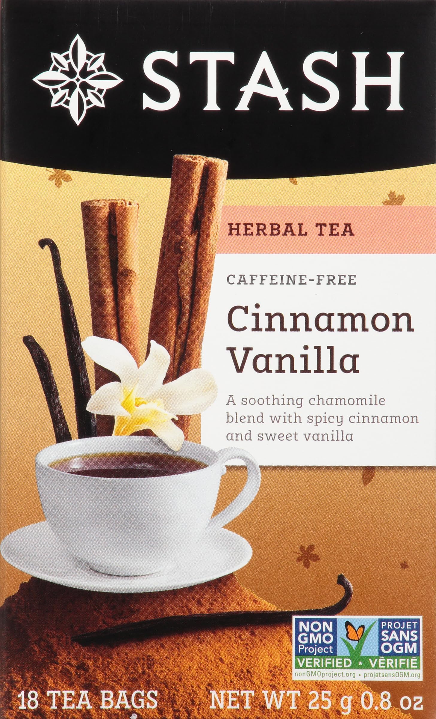 Stash Tea Premium Caffeine Free Herbal Tea, Cinnamon Vanilla, 18 Count
