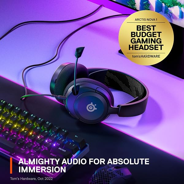 SteelSeries Arctis Nova 1 - Gaming Headset for PC, PS5, PS4, Xbox - Hi-Fi Drivers - 360° Spatial Audio - AirWeave Memory Foam Ear Cushions - Ultra Lightweight - Black - 4