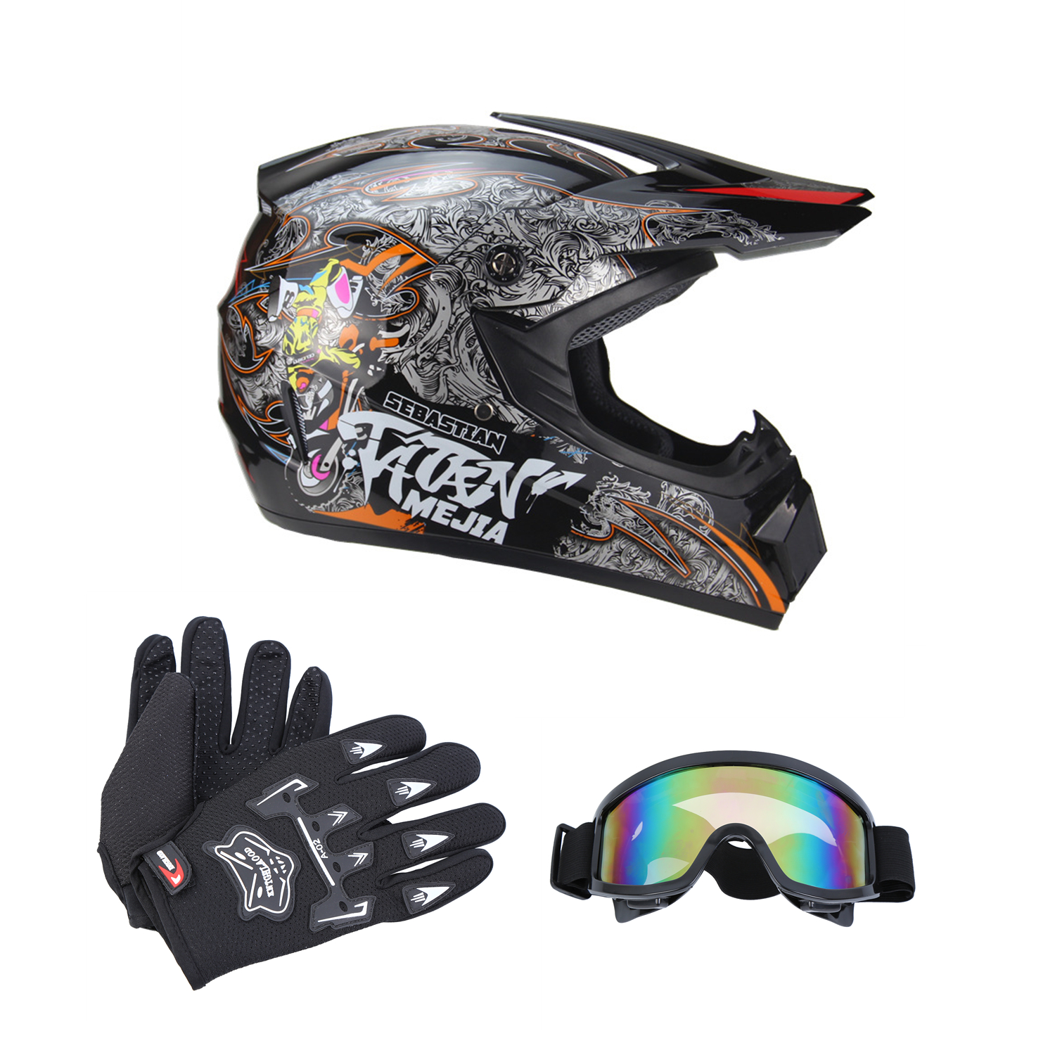 best dirt bike helmet and goggles combo Youth Kids Motocross (Goggles Gloves Face Mask) 4PCS Set, DOT Approved Full Face Motorcycle Helmets,ATV BMX MX Mountain Bike Off Road Kid Helmet (Black SkullS) : Automotive quality EPS liner material throughout the entire chin bar for enhanced impact absorption. Senhill Motocross Helmet ATV Dirt