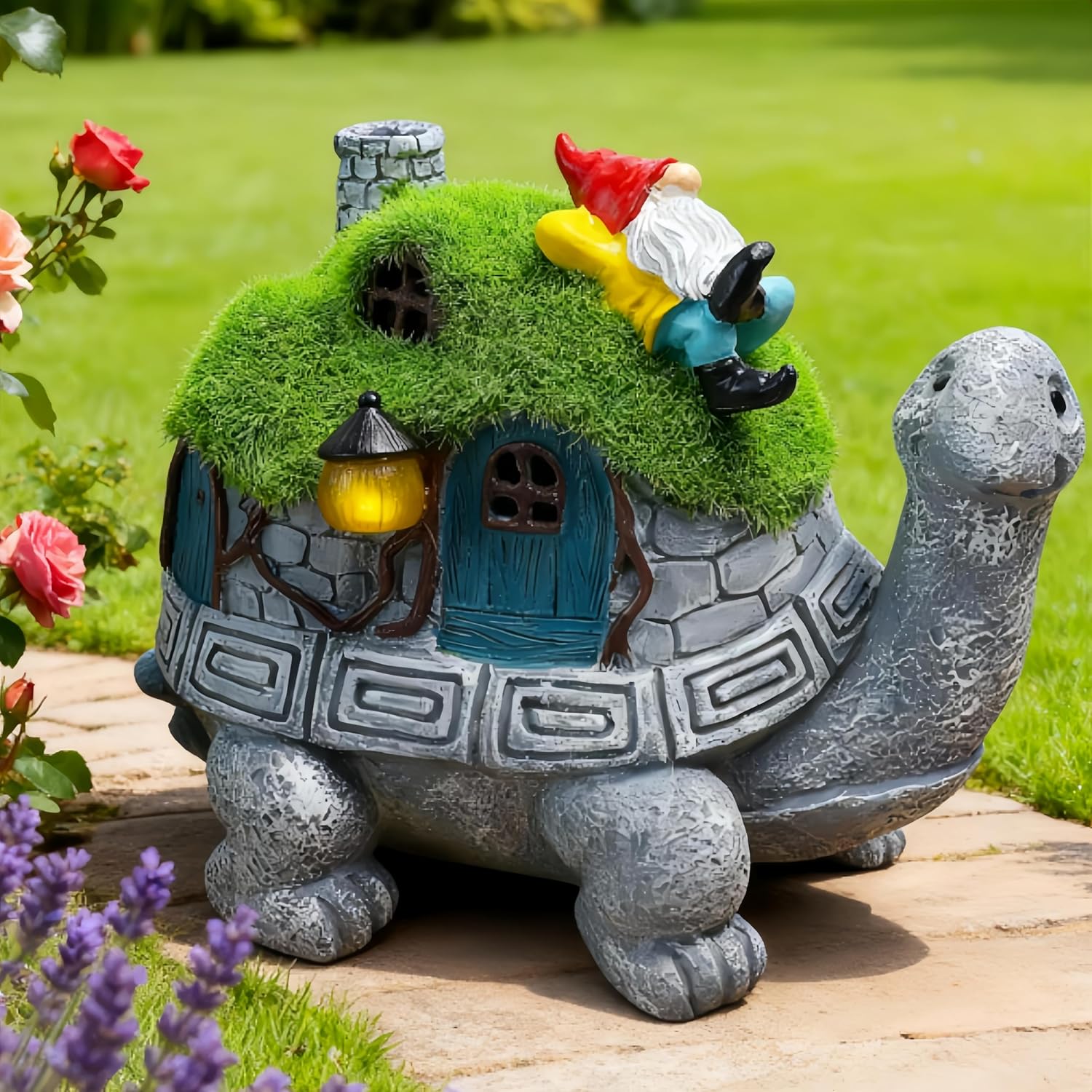 SunGlee Turtle Solar Lights Outdoor Garden Turtle Solar Light Garden Statue Cute Tortoise Garden Outdoor Decor for Patio Lawn Yard Gifts for Mom Grandma Housewarming Birthday