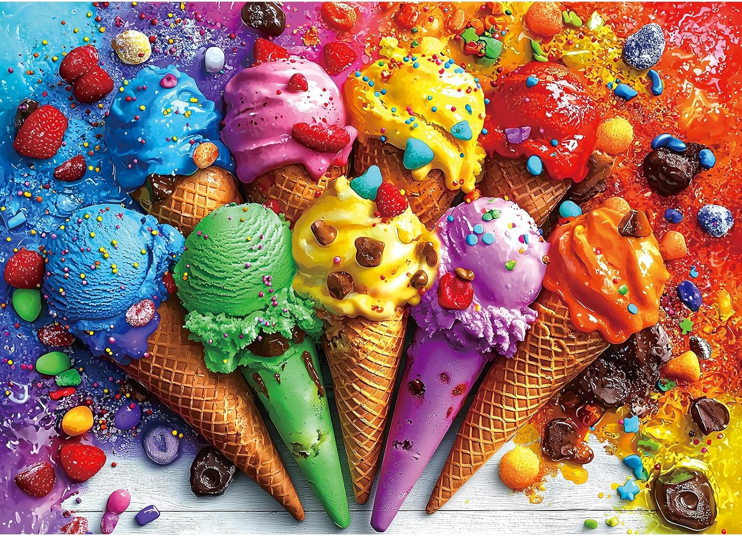 1000 Piece Puzzle for Adults, Ice Cream and Candy Jigsaw Puzzles, Funny Home Decor Puzzle, Perfectly Fitting Pieces, Birthday Party Gift for Adults Seniors 27.5" x 19.7"
