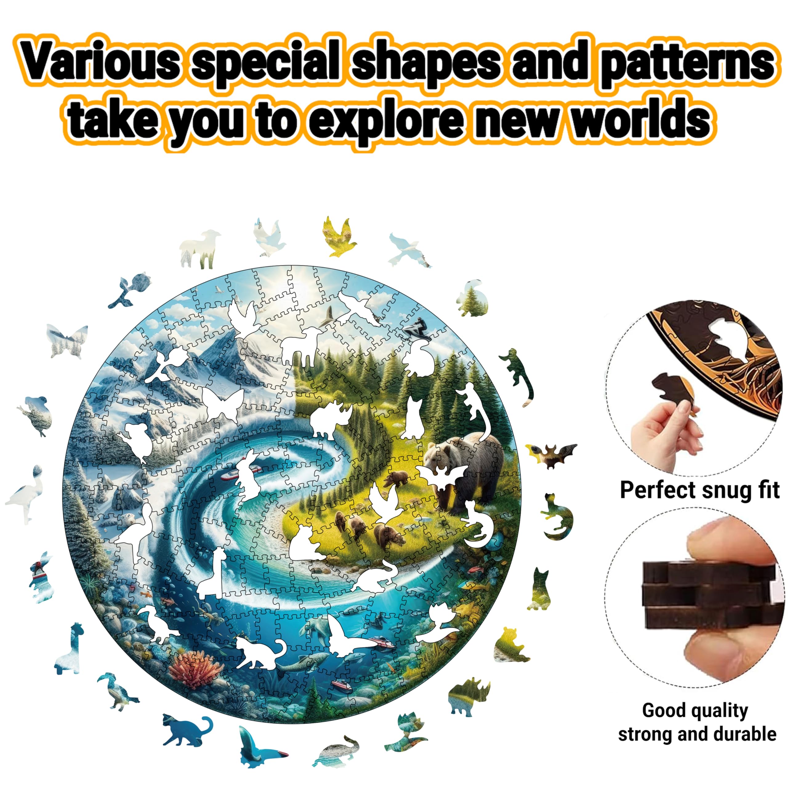 Wooden Puzzles for Adults 200 pcs Wooden Jigsaw Puzzles for Adults,Irregular shape animal puzzle, Christmas game gifts - Image 4