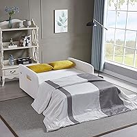 Vista 3 de KLMM Sofá cama convertible moderno, multifuncional ajustable, con bolsillo para el brazo, puerto USB y 2 almohadas, cama extraíble para sala