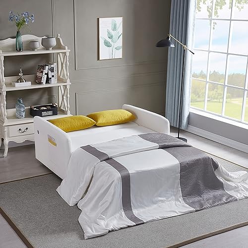 Miniatura 98 de Sofá cama biplaza de terciopelo convertible y moderno con cama desplegable, respaldo ajustable y 2 almohadas lumbares, para espacios pequeños (gris