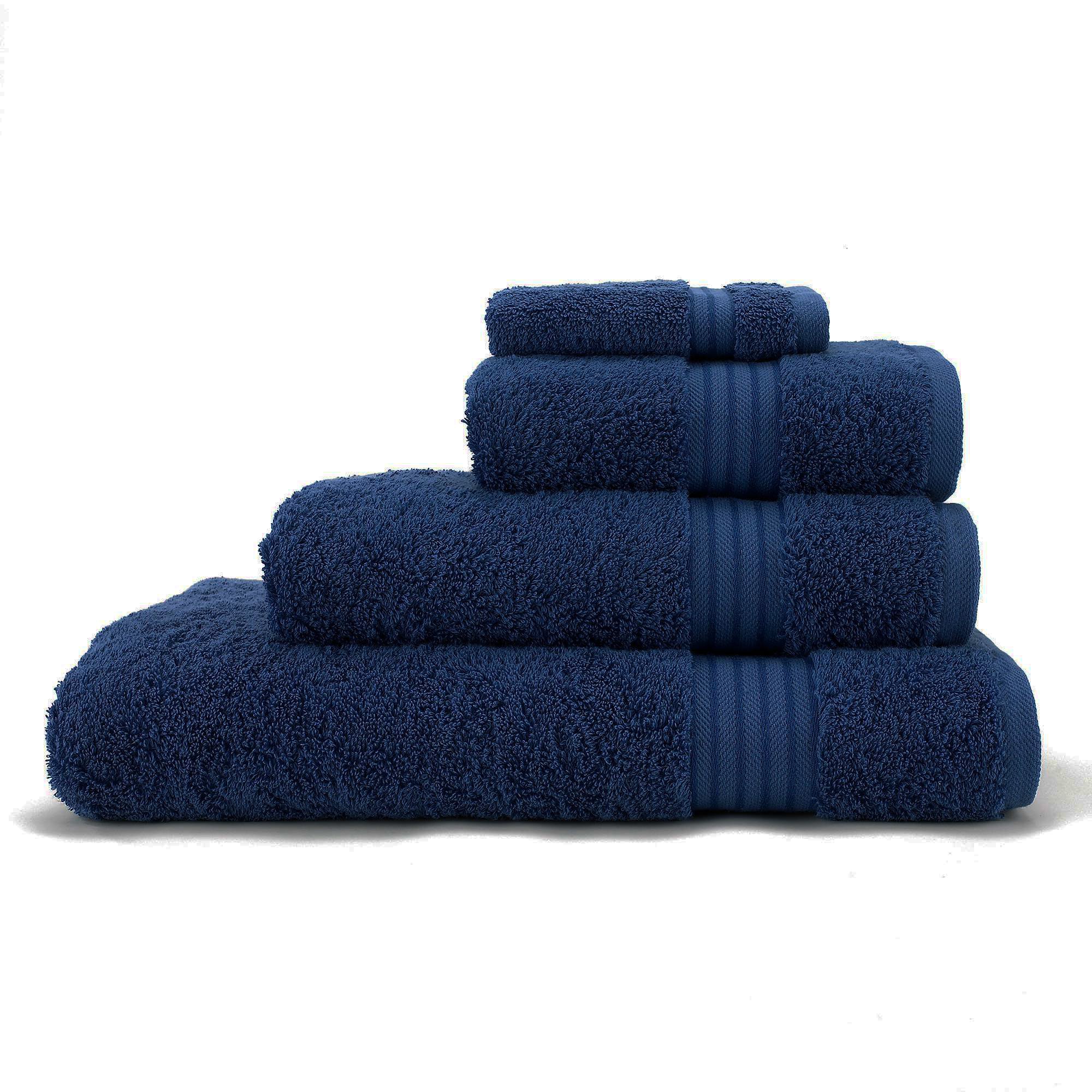 Jasmin Elinor LUXURY SUPREME 600 GSM 100% EGYPTIAN COTTON SATIN STRIPE TOWELS (Hand Towel, Navy)