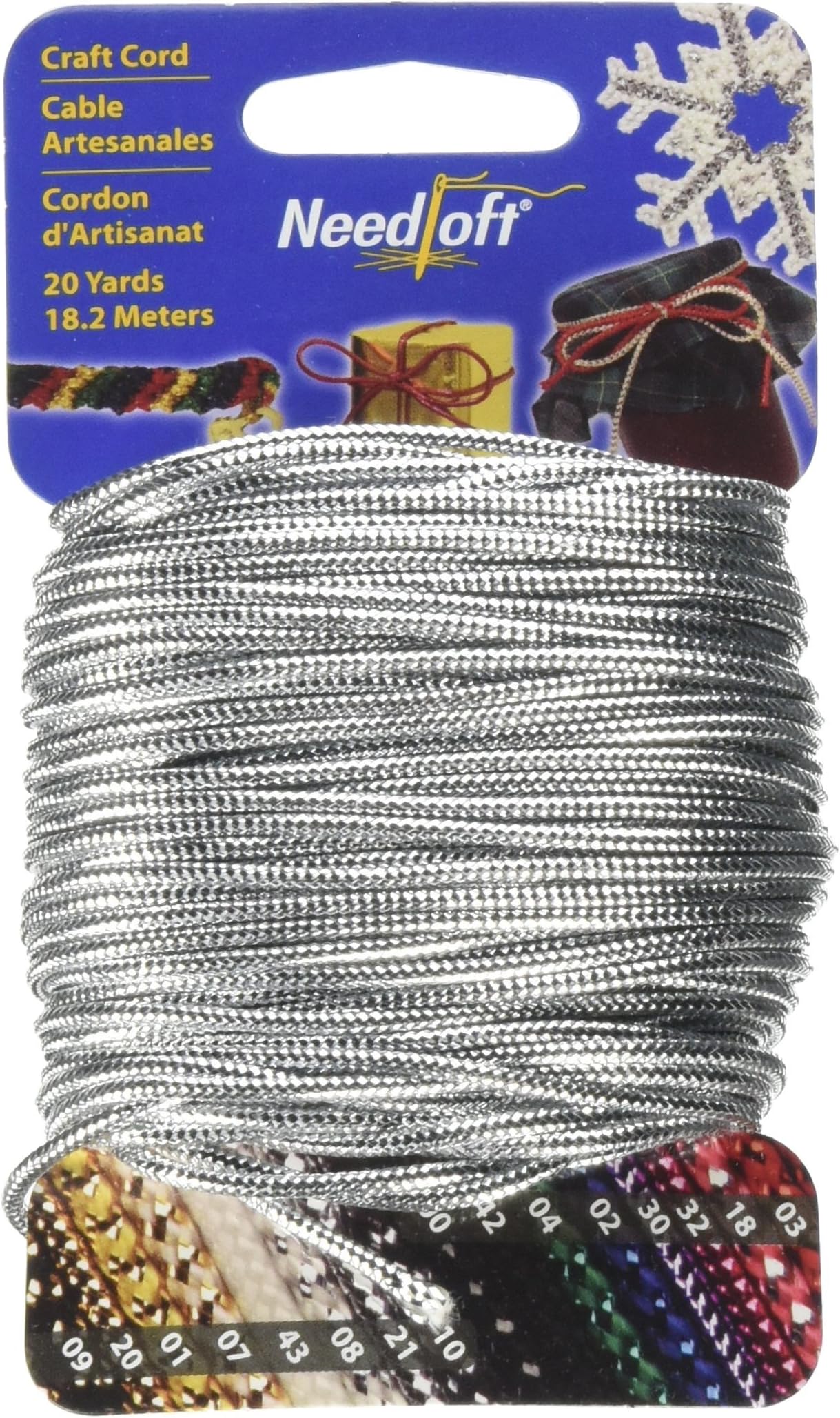 Needloft Novelty Craft Cord, 20-Yard, Solid Silver