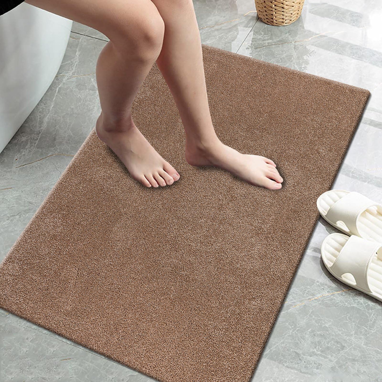 renoazul® Solid High Pile Indoor Door Mat With Gel Backing, Alya - 50 x 80 cm - Coffee, Washable Rugs For Kitchen - Ideal For Large Entrances, Corridor, Office, Hallways And Welcome Mat. — image 1