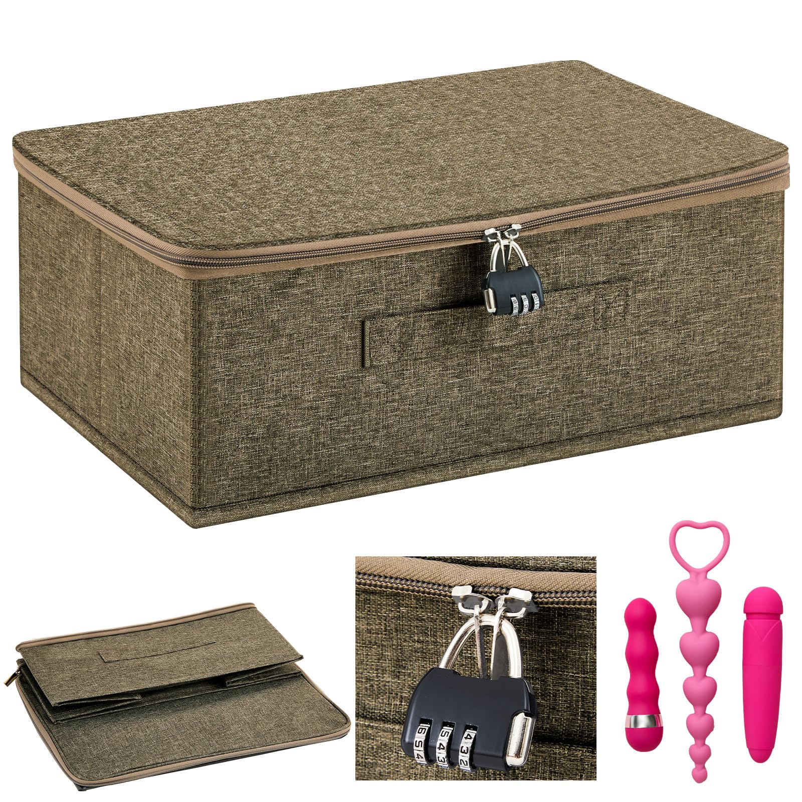 Amazon.com: Briwooody 1 Pc Discreet Lockable Toy Bag, Coffee, 15 x