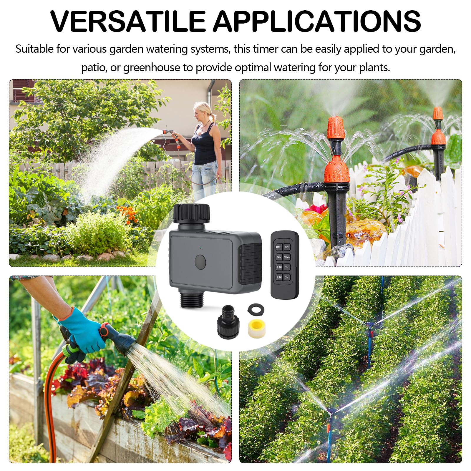 Programmateur d'irrigation de Jardin avec Télécommande, Minuterie d'Arrosage Automatique, Contrôleur Intelligent de Vanne d'eau pour Extérieur Système D'arrosage, pour Jardin Pelouse