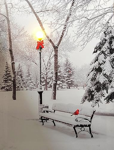 Miniatura 27 de alottagifts Cardinals Birdhouse - Lienzo decorativo iluminado para pared, 16 x 12 pulgadas con temporizador, diseño de lienzo LED para pared, obra