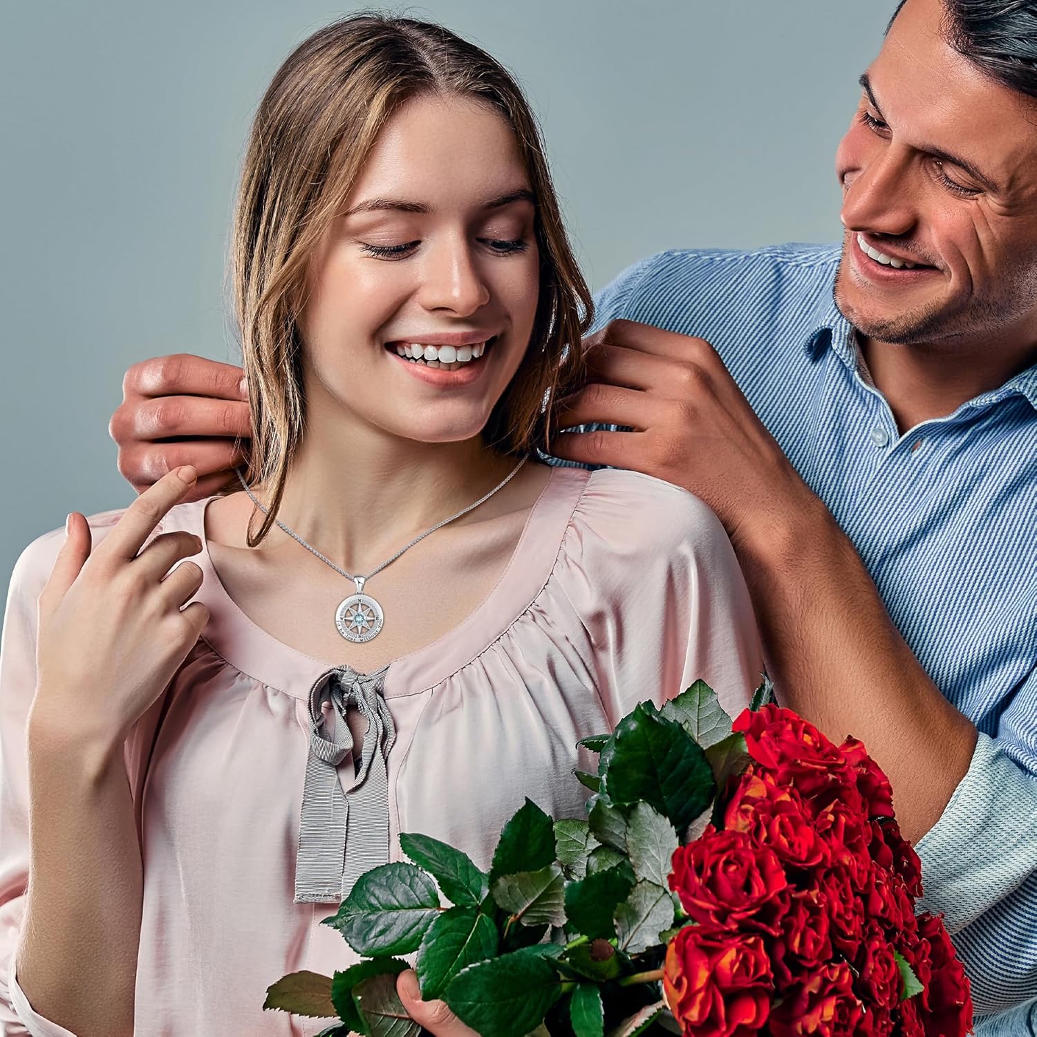 To My Wife Necklace From Husband Compass Necklace For Women Soulmate Future Wife Girlfriend Jewelry Birthday Christmas Valentine's Gifts With Message Card & LED Box - Image 7