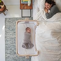 HALO BassiNest Bedside Sleeper: Breathable Mesh Bassinet with Zip-Down Wall, Adjustable Height for Most Beds, Portable Baby Crib