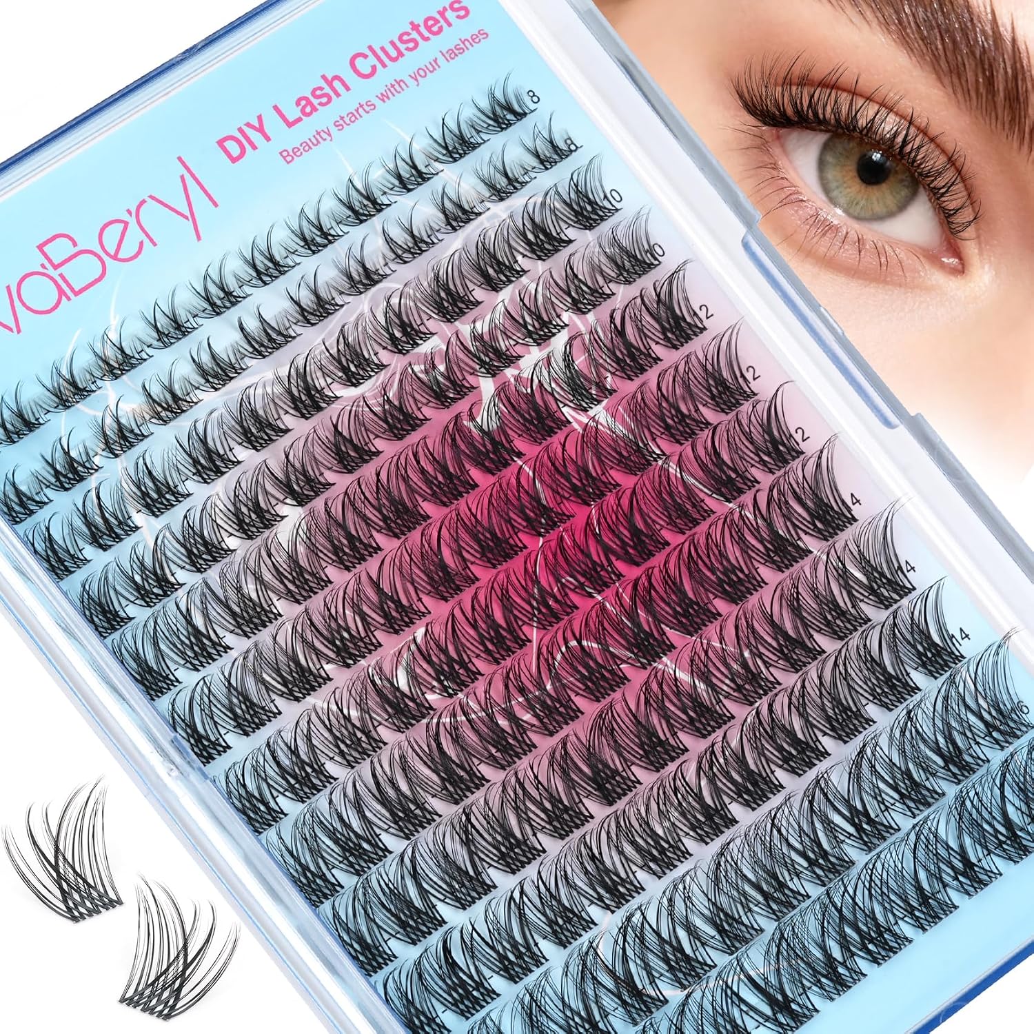 NovaBeryl Wispy Cluster Eyelash Extensions for Natural Look