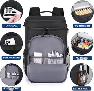 HILOMON Cooler Backpack, 20H Cold Retention Insulated Waterproof Leak Proof