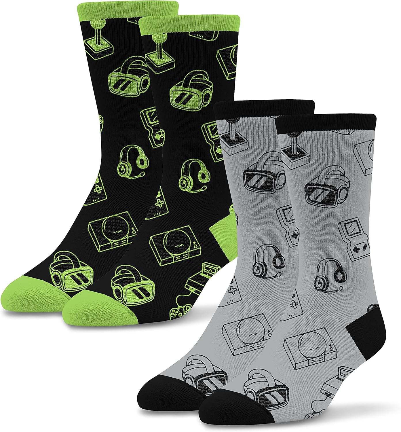 Socktastic mens Gaming - 2 Pack of Funny Novelty Socks, Casual Crew Fits Shoe Size 8-13 Socks, Vintage Gaming Controler, Large US