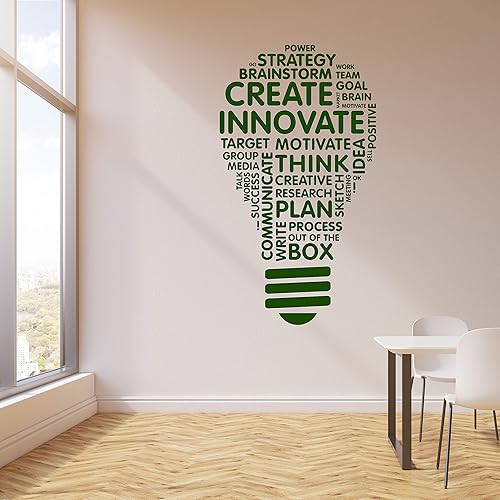 Miniatura 3 de Calcomanía de vinilo para pared de auto con forma de bombilla, diseño inspirador grande (ig5071) (M 20 x 35 pulgadas, negro mate)