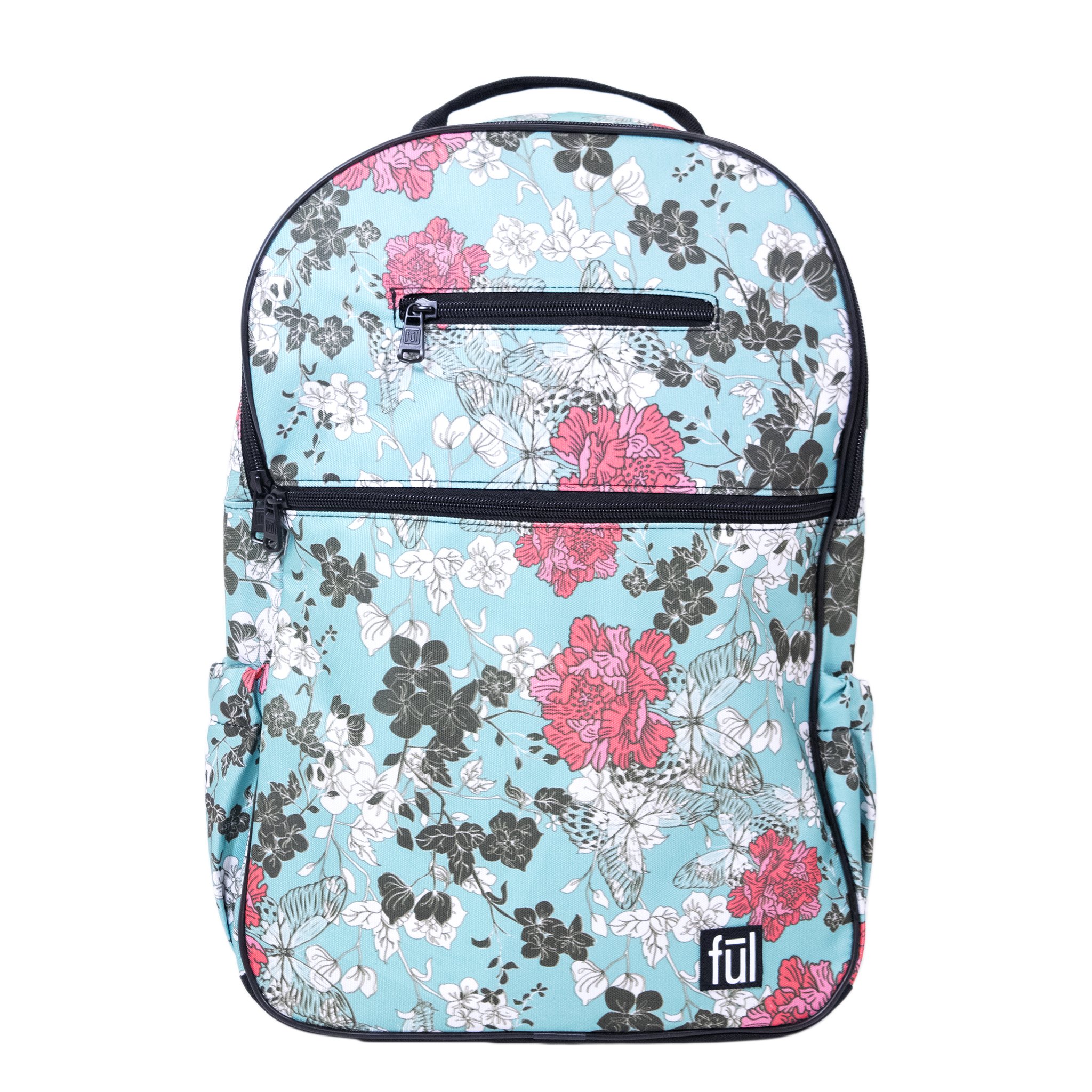 Joyfulife Floral Backpack For Women - Teal Color, Polyester, Zipper Closure, Machine Washable