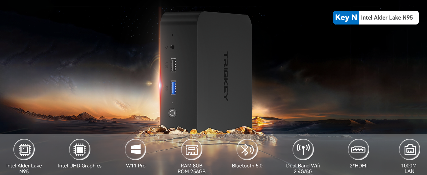 TRIGKEY Key-N95 Mini PC, Up to 3.4GHz, 4C/4T, 6MB Cache, 8G DDR4