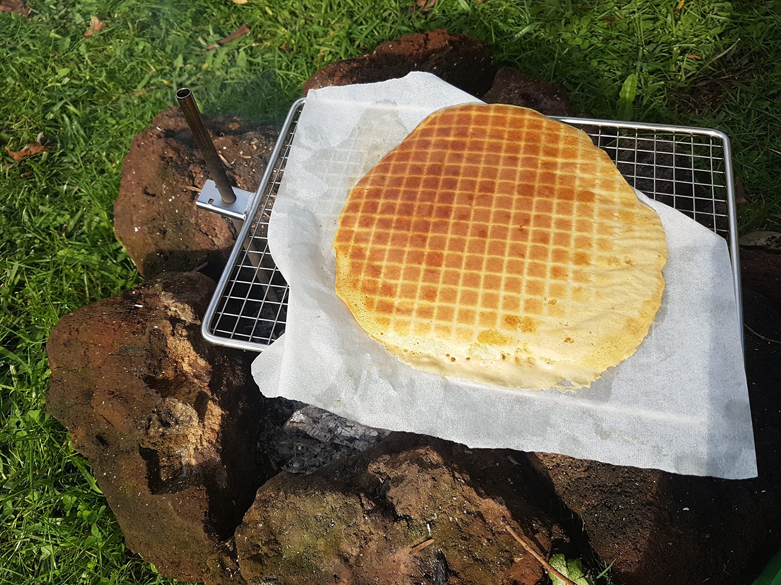 Ognisko grill ruszt plecak grill na otwarty ogień kemping przenośny, stal nierdzewna, Bushcraft, lekki, gotowanie nad ogniskiem, siatkowy grill, regulowane warzywa, ryby, boczek, kurczak.