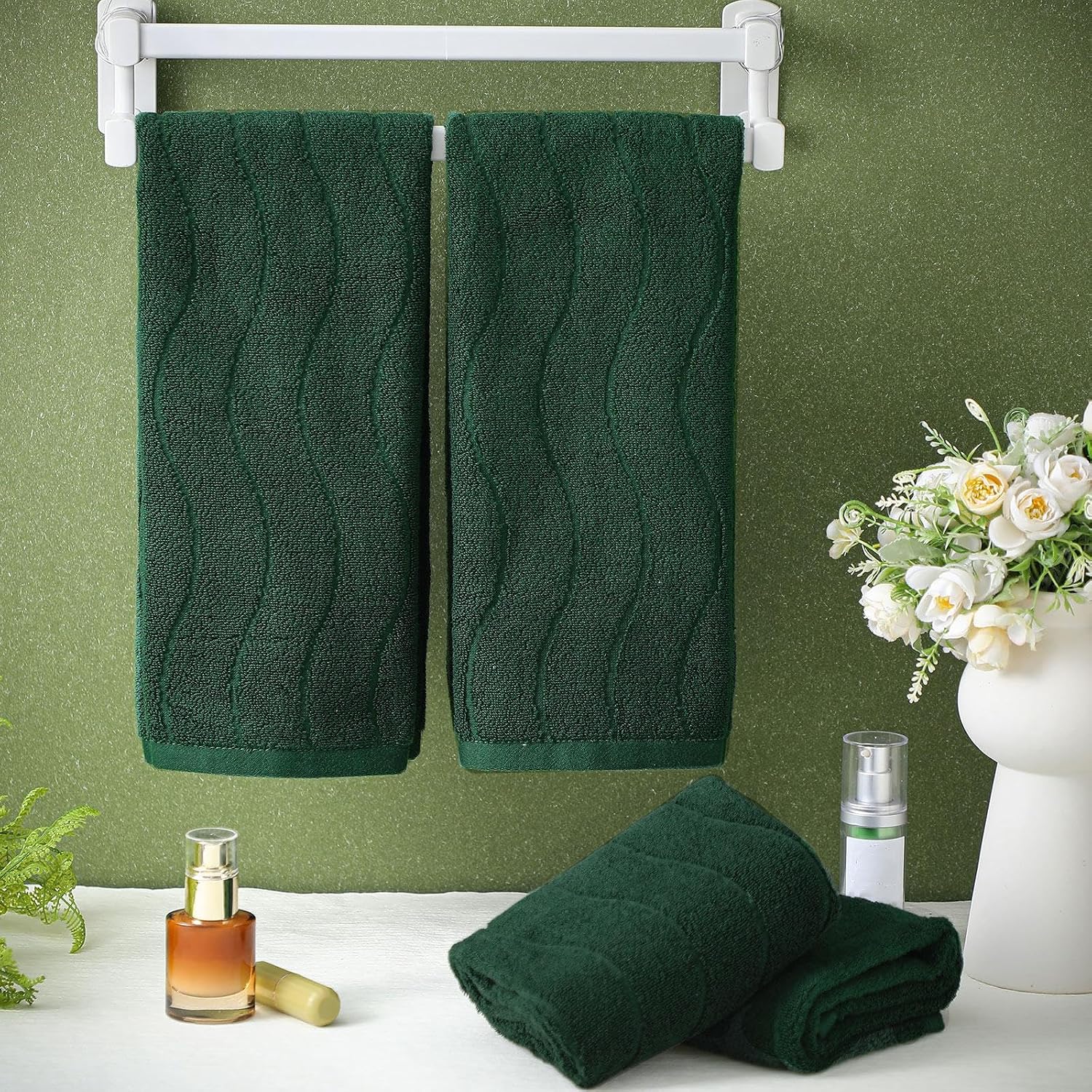 VitalCozy 4 Pack Hand Towels for Bathroom 100% Cotton Soft, Cream White