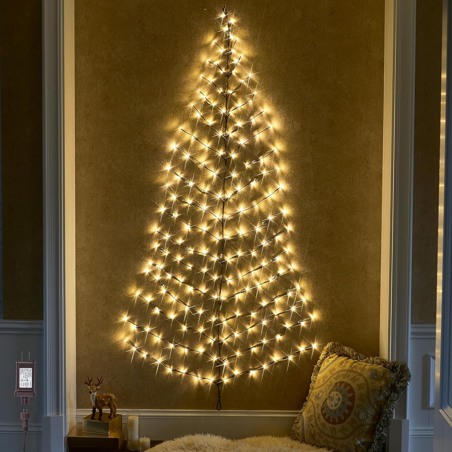 BAOLITVINE Lighted Christmas Wall Tree 6FT 180 Fairy Light Lighted Christmas Wall Tree