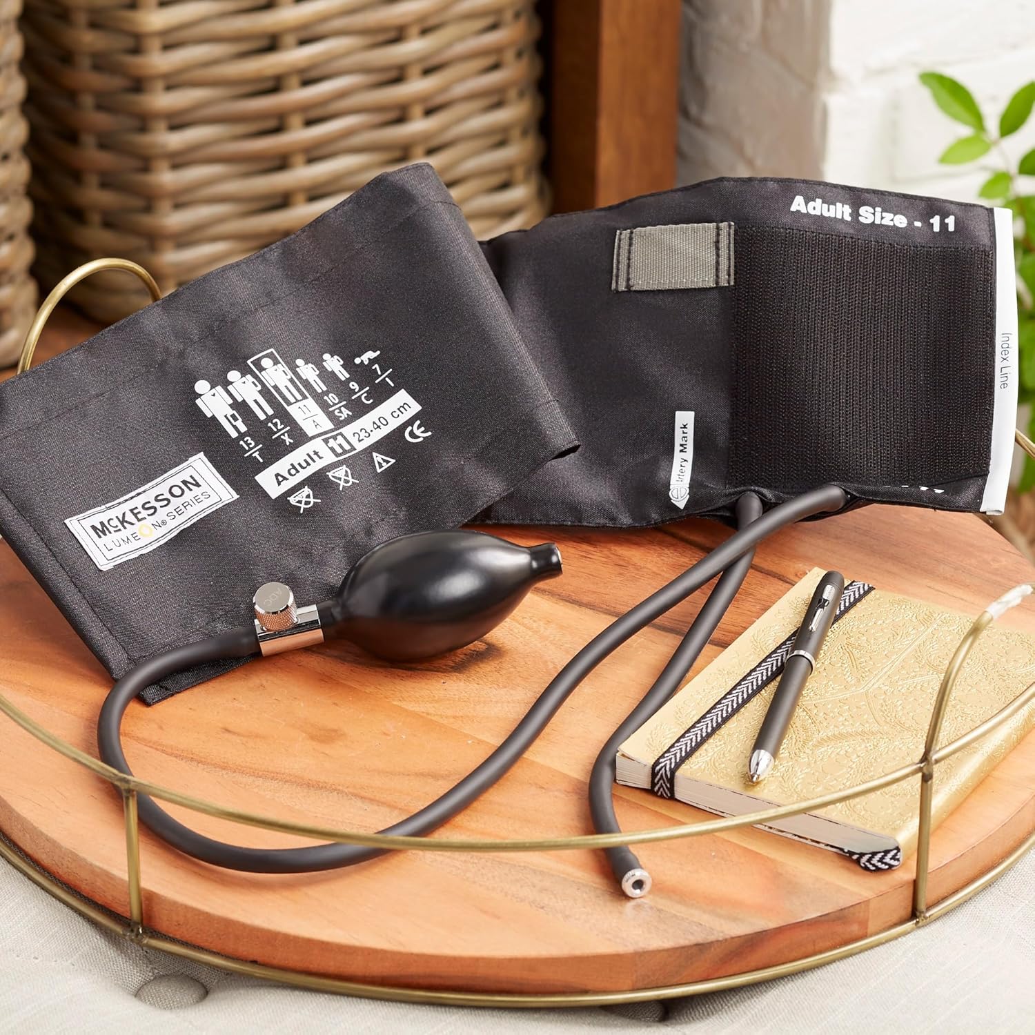 McKesson LUMEON Blood Pressure Cuff and Bulb, Black, Adult Medium, 23 cm to 40 cm, 15 Count