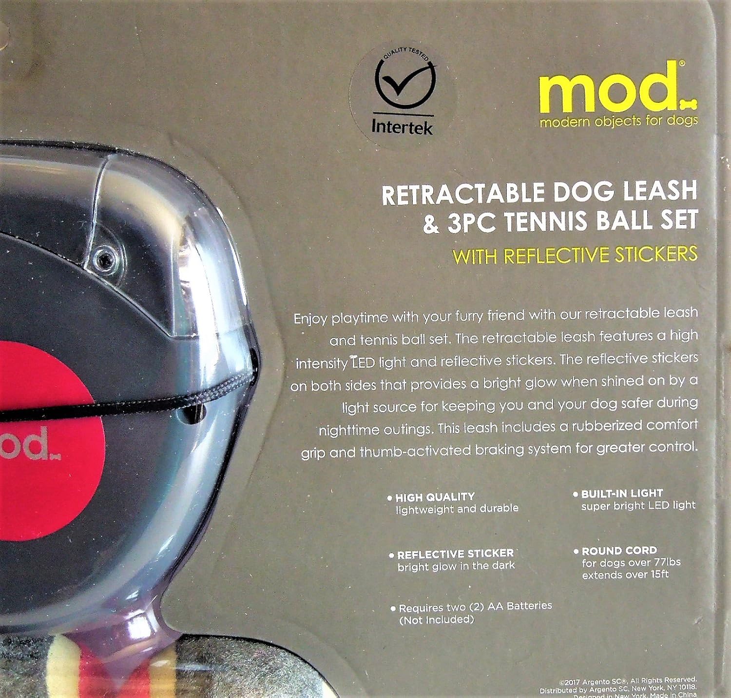 mod retractable dog leash with light