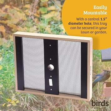 Birds Choice Pole Mount Seed Catcher Platform Feeder | Medium, Taupe
