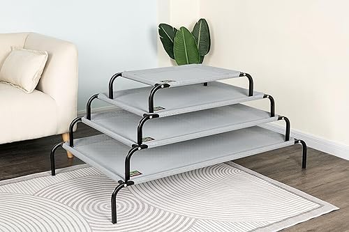 Miniatura 4 de Go Pet Club Cama elevada para mascotas de 39 pulgadas para interiores y exteriores, con malla transpirable en color gris sólido, tamaño mediano, M