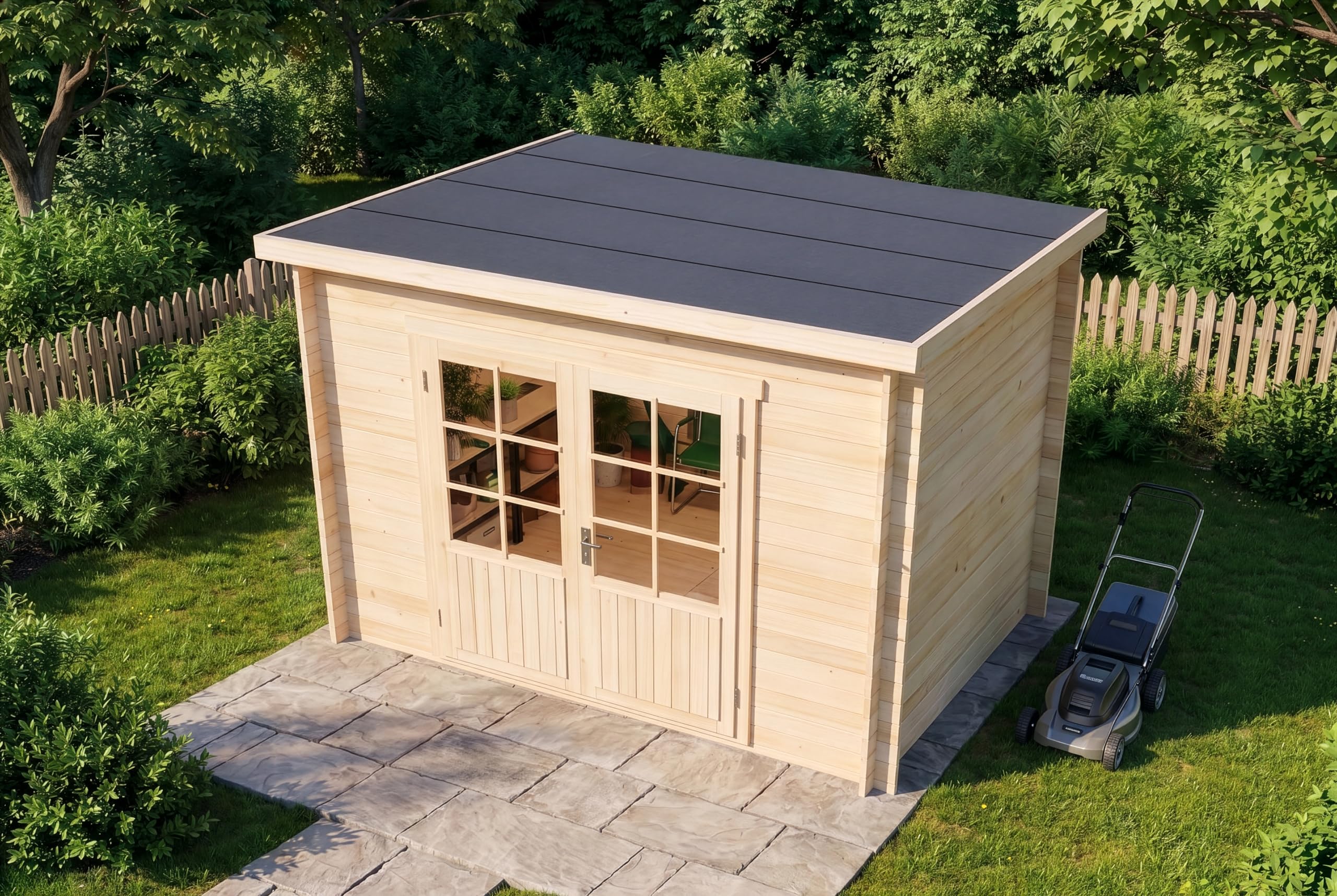 Alpholz Gartenhaus Maria aus Massiv-Holz | Gerätehaus mit 28 mm Wandstärke | Garten Holzhaus inklusive Montagematerial | Geräteschuppen Größe: 300 x 250 cm | Pultdach…