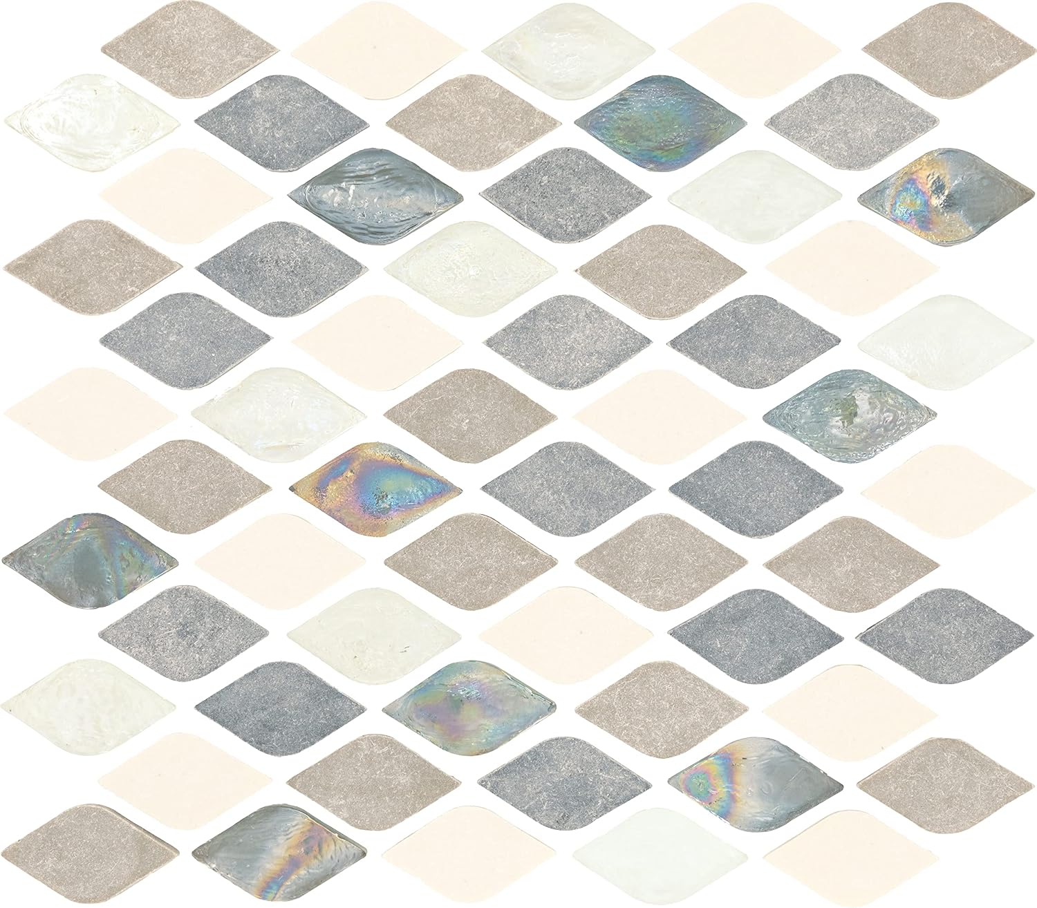 Daltile Decorative Accents 1" x 2" Natural Stone Raindrop Mosaic in Gris Et Blanc for Walls, Backsplashes, or Decorative Accents