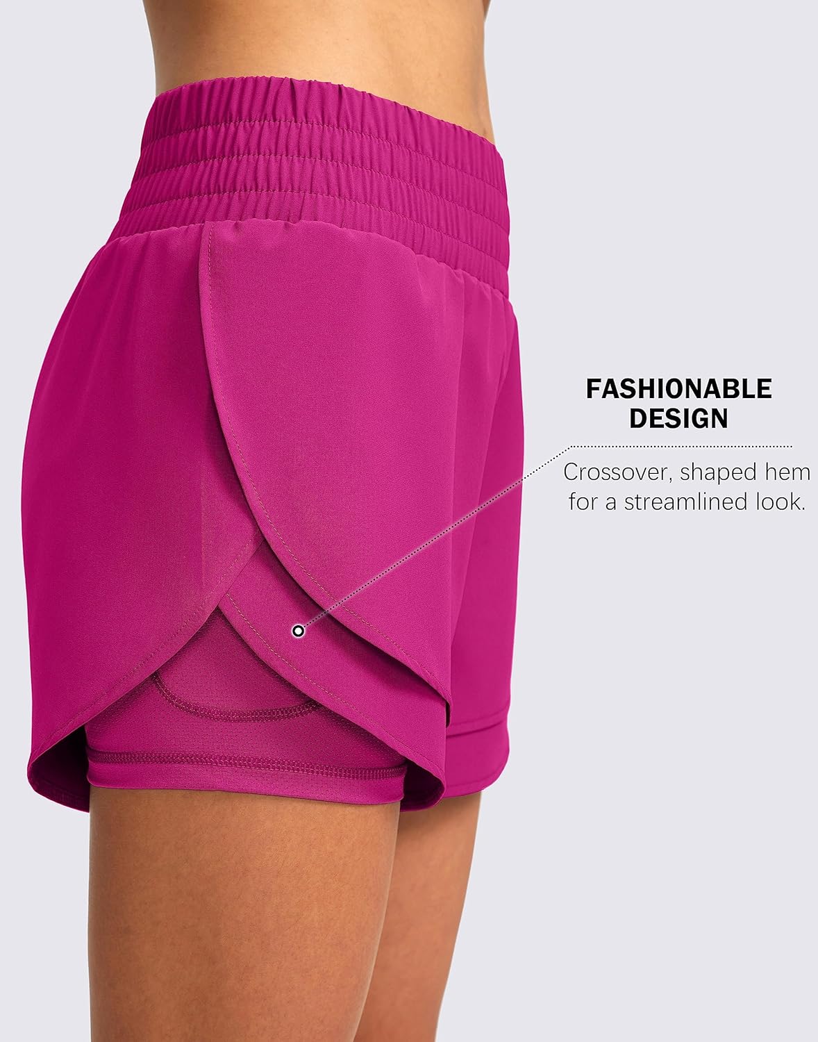 Soothfeel Women's 2 in 1 Running Shorts High Waisted Athletic Shorts Exercise Gym Workout Shorts for Women with Pockets - Image 5