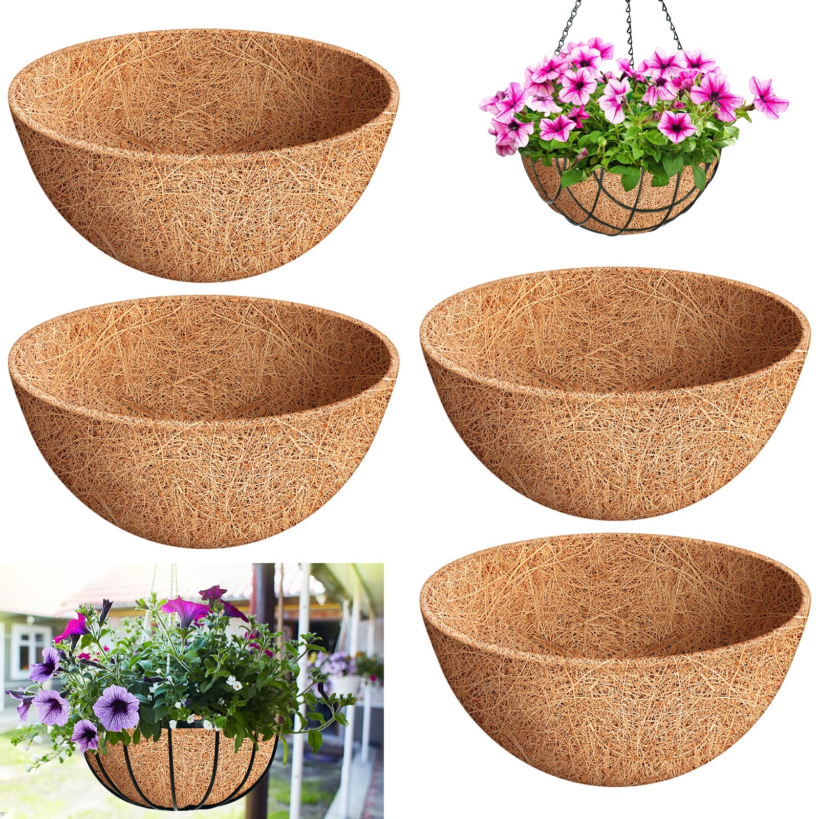 Riare 4 Pack 16 Inch Round Coco Liners