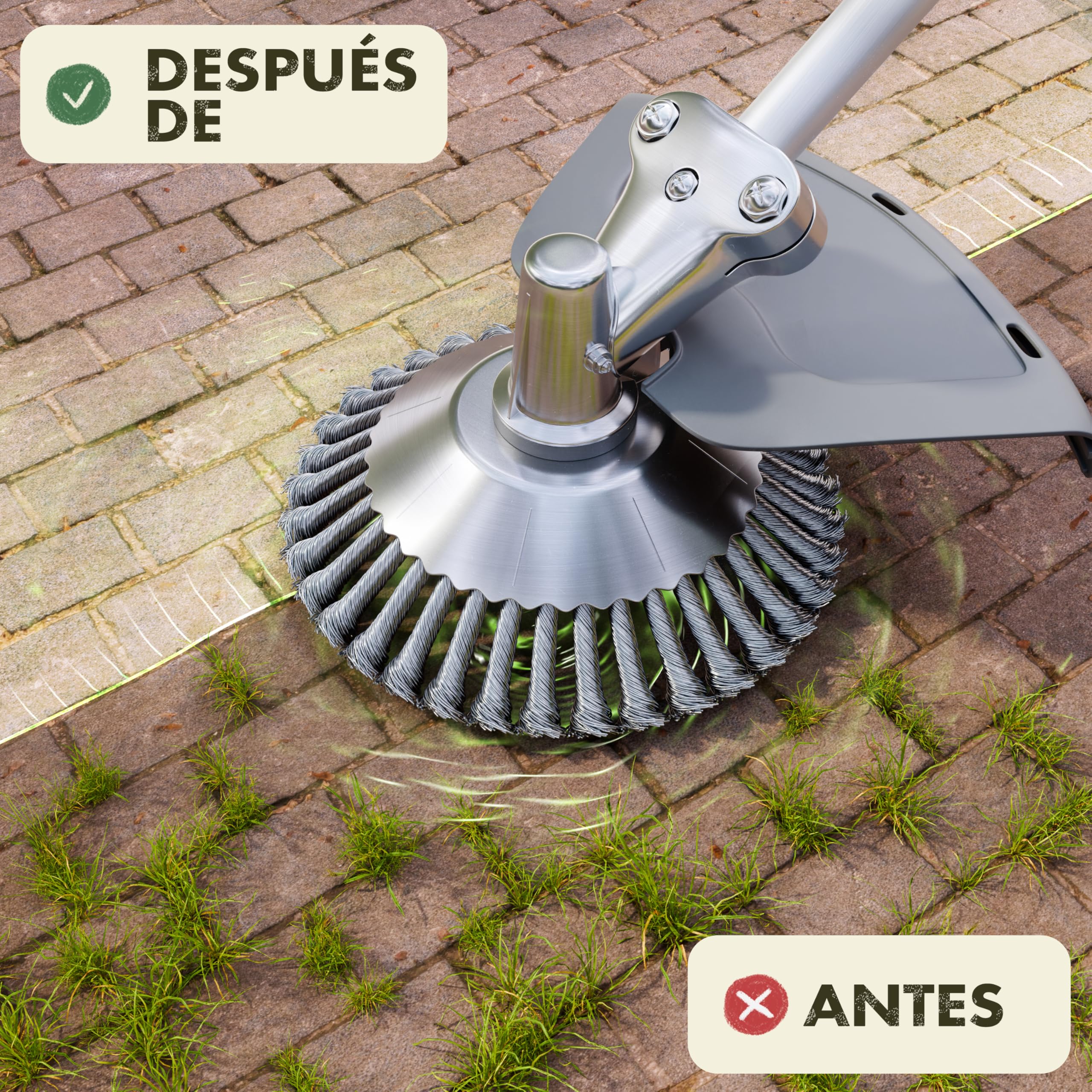 LAINFELD Cepillo para maleza para desbrozadora y desbrozadora | Ajuste universal incl. adaptador | Cepillo para maleza de juntas con accesorios | Cepillo para maleza silvestre