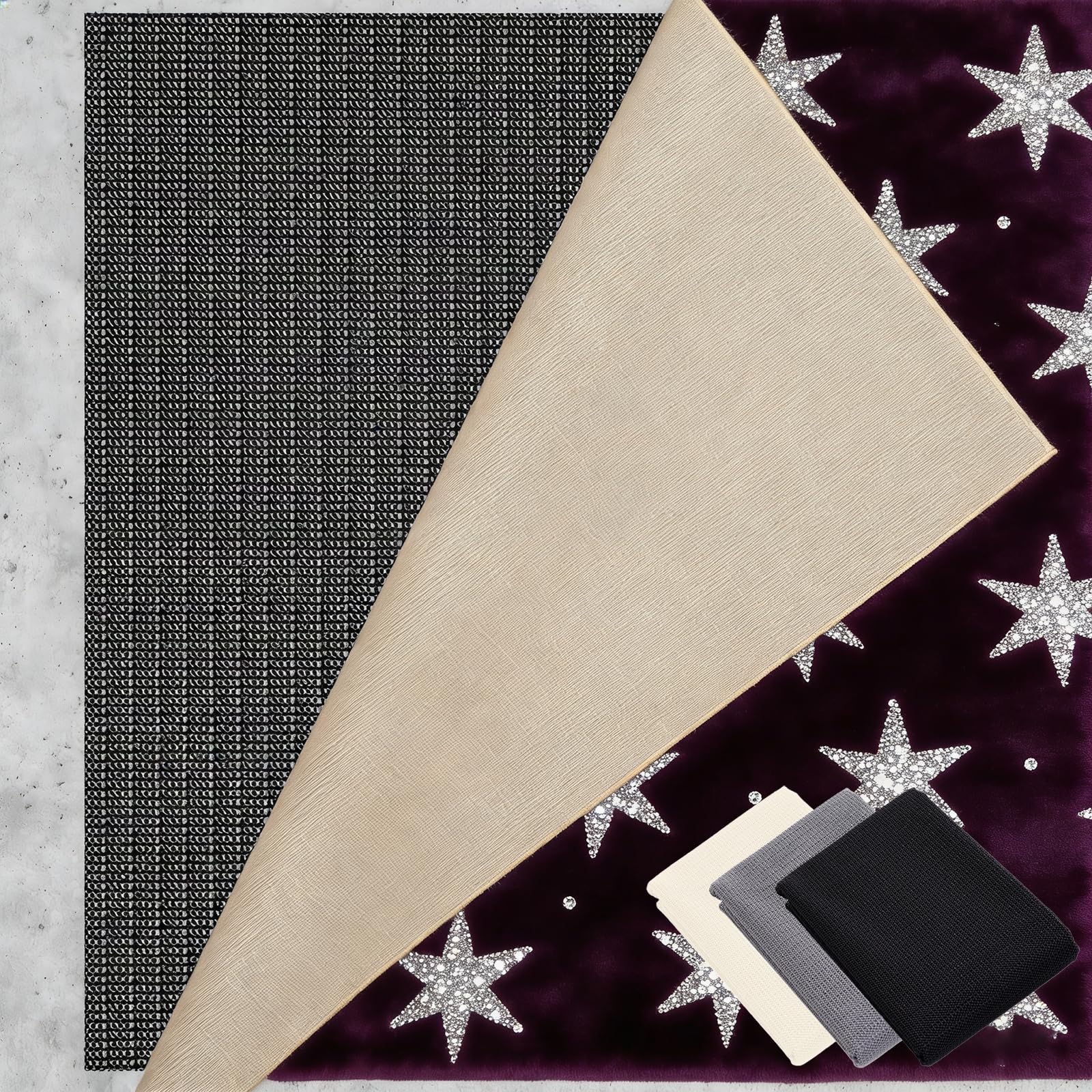 Bases Antideslizante 160 x 270 cm Multiusos de PVC, Lavable, Cortable, Reutilizable y sin Olores, Malla Protección para Alfombras Adecuado para Parqué O Baldosas, Negro